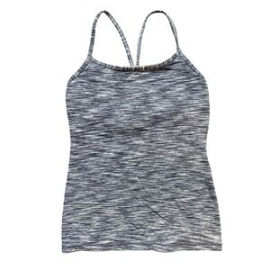Lululemon Heathered Grey Power Y Tank Size 6 Built in Bra Activewear Athleisure